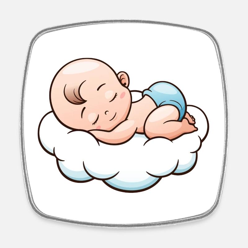 Adorable Cloud Sleeping Baby Design - Magnet carré - blanc