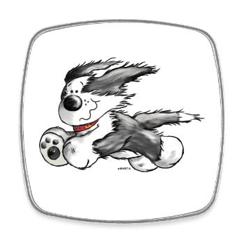 Beardie Power - Bearded Collie - Hund - Viereckiger Kühlschrankmagnet - Weiß - Vorne