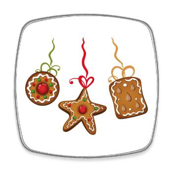 Biscuits de pain d'épice biscuits de Noël - Magnet carré - blanc - Devant