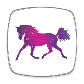 Silhouette de cheval Galaxy Space Universe - Magnet carré - blanc - Devant