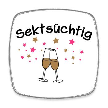 Sektsüchtig - Viereckiger Kühlschrankmagnet - Weiß - Vorne
