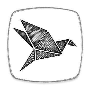 Origami Vogel - Viereckiger Kühlschrankmagnet - Weiß - Vorne