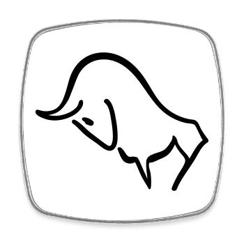 charging bull - Square fridge magnet - white - Front