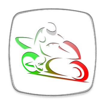 Motard moto Italie - Magnet carré - blanc - Devant