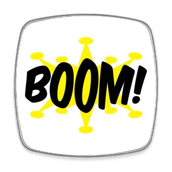 Boom - Viereckiger Kühlschrankmagnet - Weiß - Vorne