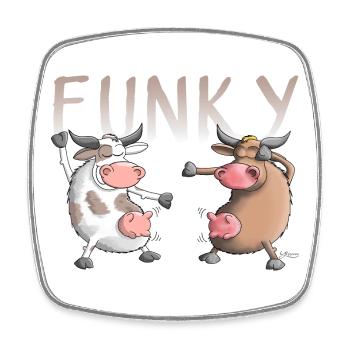 Funky, Crazy, Fun - Viereckiger Kühlschrankmagnet - Weiß - Vorne
