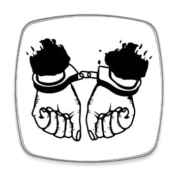 Hands and handcuffs - Square fridge magnet - white - Front