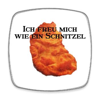 Ich freu mich wie ein Schnitzel rework - Viereckiger Kühlschrankmagnet - Weiß - Vorne