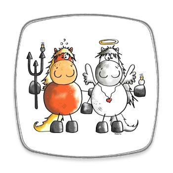 Devil Vs Angel Horses - Horse - Square fridge magnet - white - Front