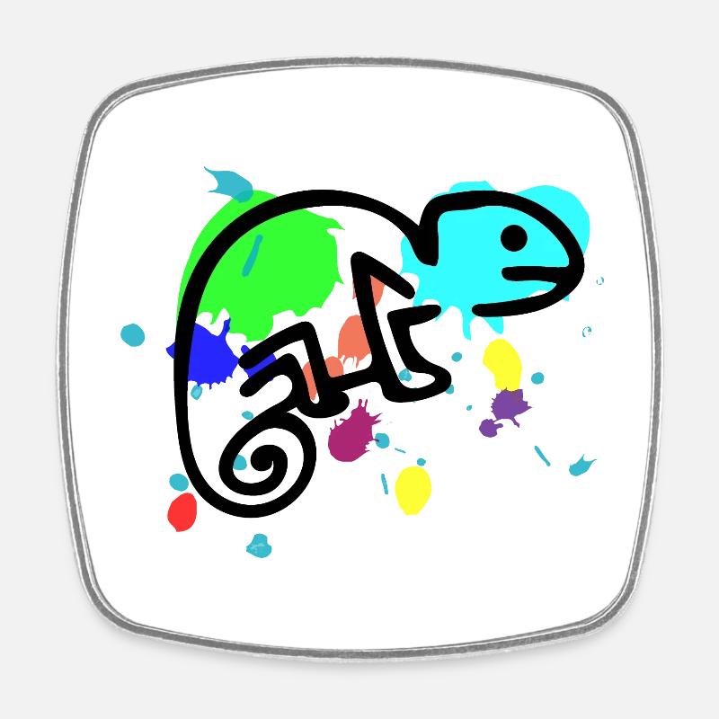 Caméléon coloré - Magnet carré - blanc