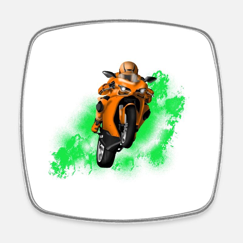 Motorrad - Viereckiger Kühlschrankmagnet - Weiß