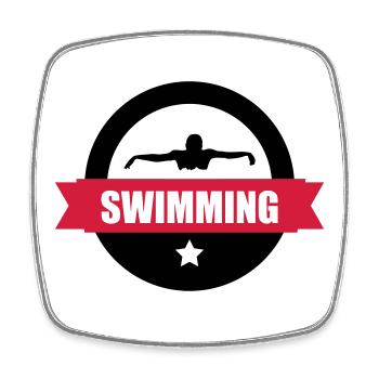 Swimming - Viereckiger Kühlschrankmagnet - Weiß - Vorne