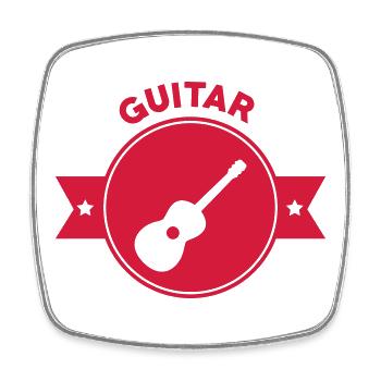 Guitar - Magnet carré - blanc - Devant