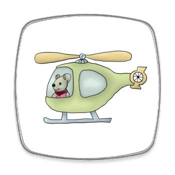 Maus im Hubschrauber - Viereckiger Kühlschrankmagnet - Weiß - Vorne