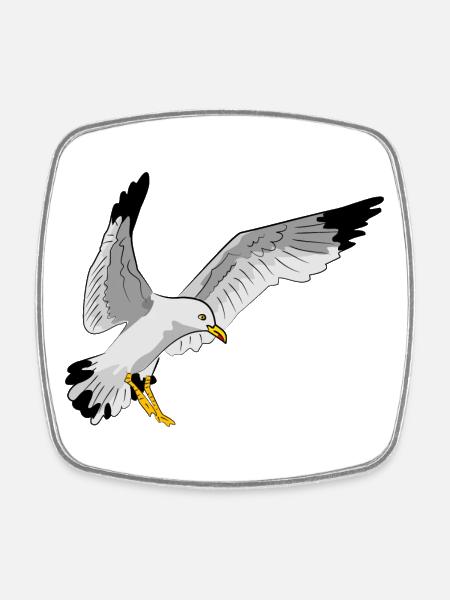 Silhouette élégante d’oiseau de mer d’une mouette - Magnet carré - blanc