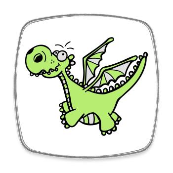 Mächtiger Drache - Viereckiger Kühlschrankmagnet - Weiß - Vorne