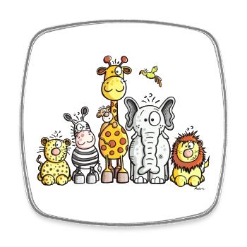 Happy African Animal Team - Square fridge magnet - white - Front