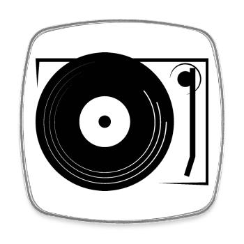 retro DJ turntable mixer disc icon icon - Square fridge magnet - white - Front