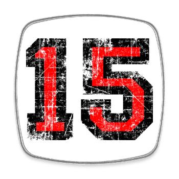 Zahl 15 (Vintage Rot) 15. Geburtstag Nr. 15 - Viereckiger Kühlschrankmagnet - Weiß - Vorne