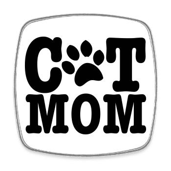 cat mom - Square fridge magnet - white - Front