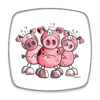 Three Pigs - Square fridge magnet - white - Front
