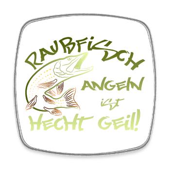 Hecht angeln Raubfisch Fischer Angler - Viereckiger Kühlschrankmagnet - Weiß - Vorne