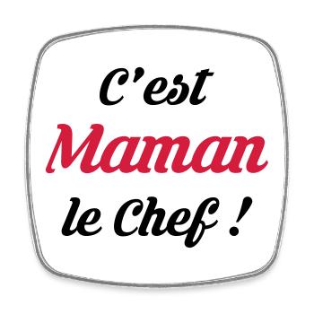 Maman - Fête des Mères - Bébé - Cuisine - Chef - Magnet carré - blanc - Devant