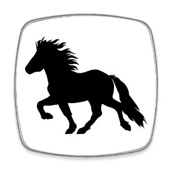 Cheval islandais doux, Tölter n° 6, islandais - Magnet carré - blanc - Devant
