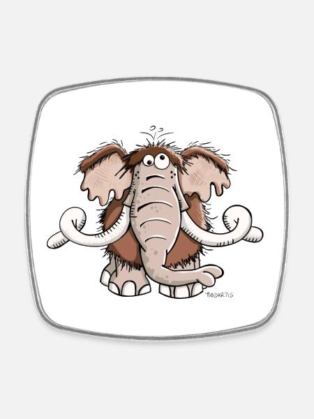 Cute Mammoth - Square fridge magnet - white