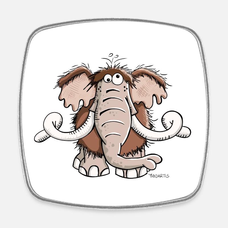 Cute Mammoth - Square fridge magnet - white
