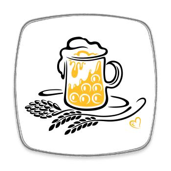 Bière Bière Mug Houblon Blé - Magnet carré - blanc - Devant