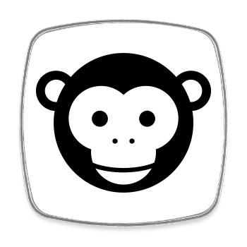 Monkey Head – Cute Monkey Face Cartoon - Square fridge magnet - white - Front