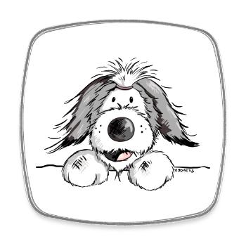 Happy Bearded Collie - Square fridge magnet - white - Front