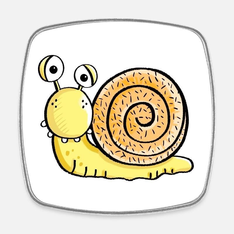 Mignon Escargot - Magnet carré - blanc