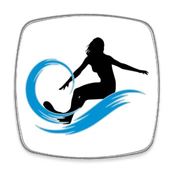 surfeuse - Magnet carré - blanc - Devant