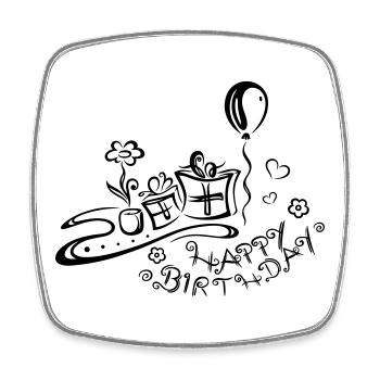 Happy Birthday motif, Congratulations - Square fridge magnet - white - Front