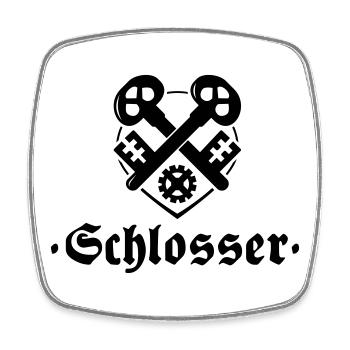 Schlosser, Zunftzeichen mit alter Schrift - Viereckiger Kühlschrankmagnet - Weiß - Vorne