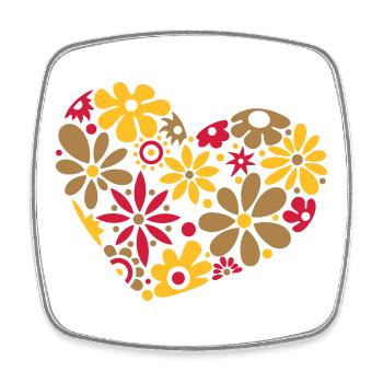 Grand coeur, flowerpower, coloré - Magnet carré - blanc - Devant