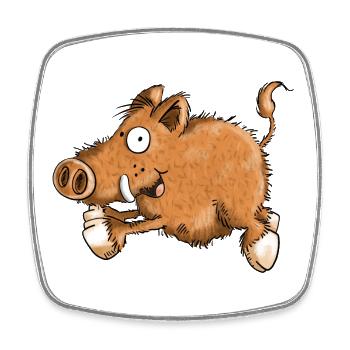Flotte Wutz - Wildschwein - Eber - Sau - Geschenk - Viereckiger Kühlschrankmagnet - Weiß - Vorne