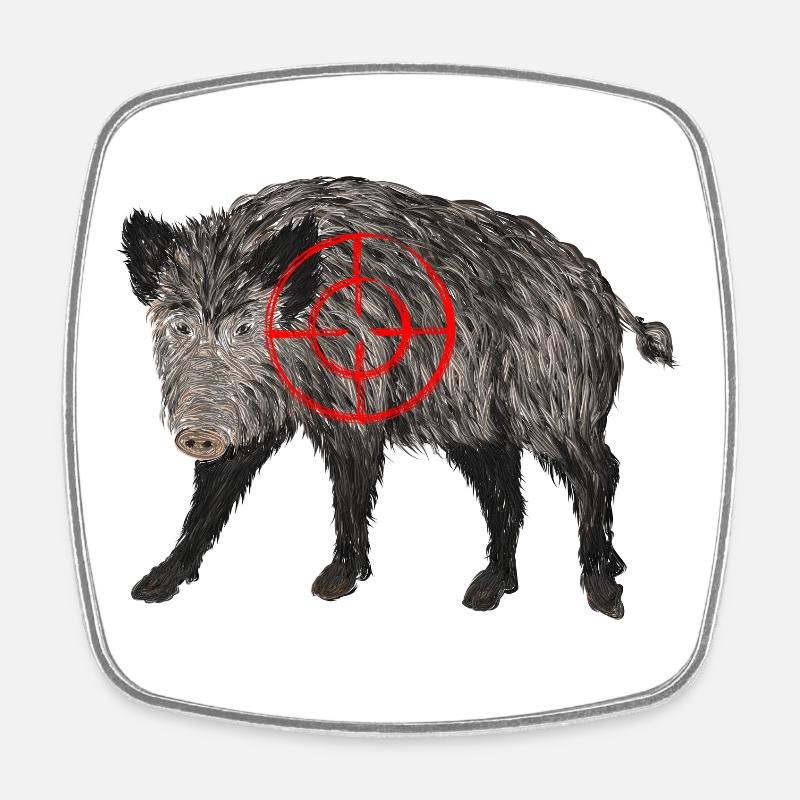 wildschwein jäger - Viereckiger Kühlschrankmagnet - Weiß
