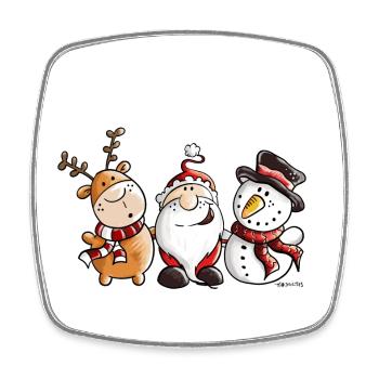 Cute Santa Claus, Reindeer and Snowman - Christmas - Square fridge magnet - white - Front