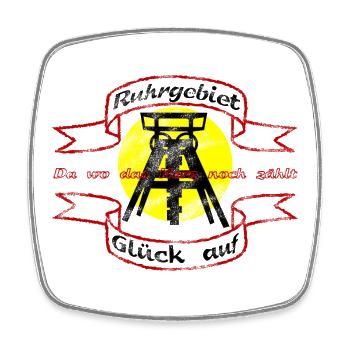Ruhrgebiet Zeche Glück auf - Viereckiger Kühlschrankmagnet - Weiß - Vorne