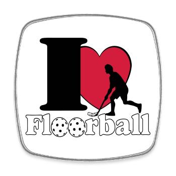 Floorball , Unihockey , Hockey , Fun I love..(25) - Viereckiger Kühlschrankmagnet - Weiß - Vorne