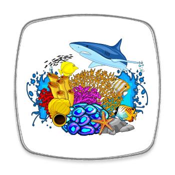 diving - diving underwater world marine life - Square fridge magnet - white - Front