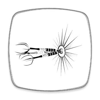 Dart bullseye Pfeile Illustration Dartspieler - Viereckiger Kühlschrankmagnet - Weiß - Vorne