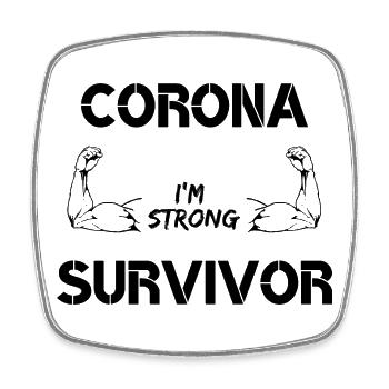 CORONA SURVIVOR - Square fridge magnet - white - Front