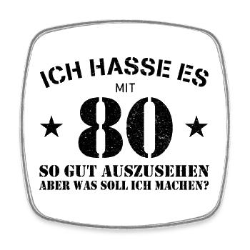 80. Geburtstag - Viereckiger Kühlschrankmagnet - Weiß - Vorne