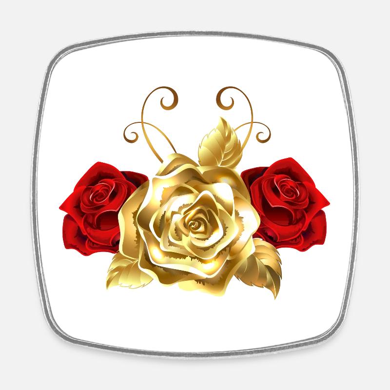 Golden Rose - Square fridge magnet - white