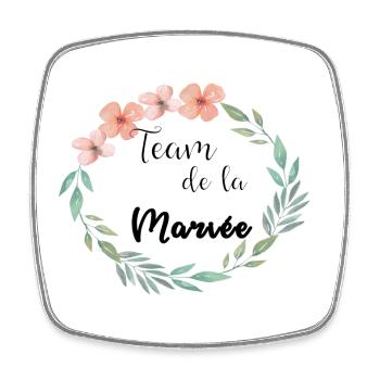 team of the floral flower leaves - Square fridge magnet - white - Front