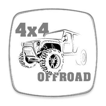 Tout-terrain Camion 4x4 Tout-terrain Grosses voitures tout-terrain - Magnet carré - blanc - Devant